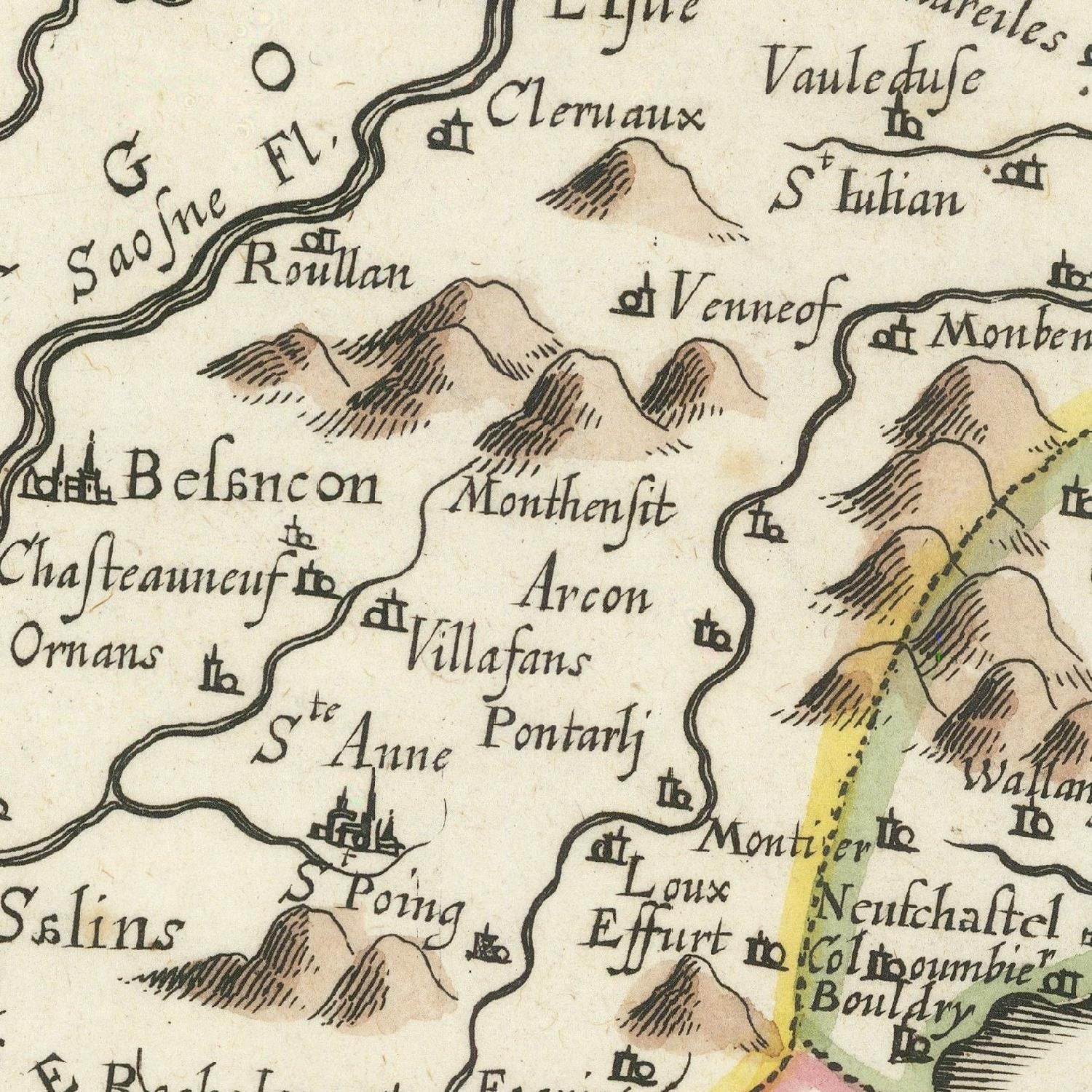 detail of the map from the centre left