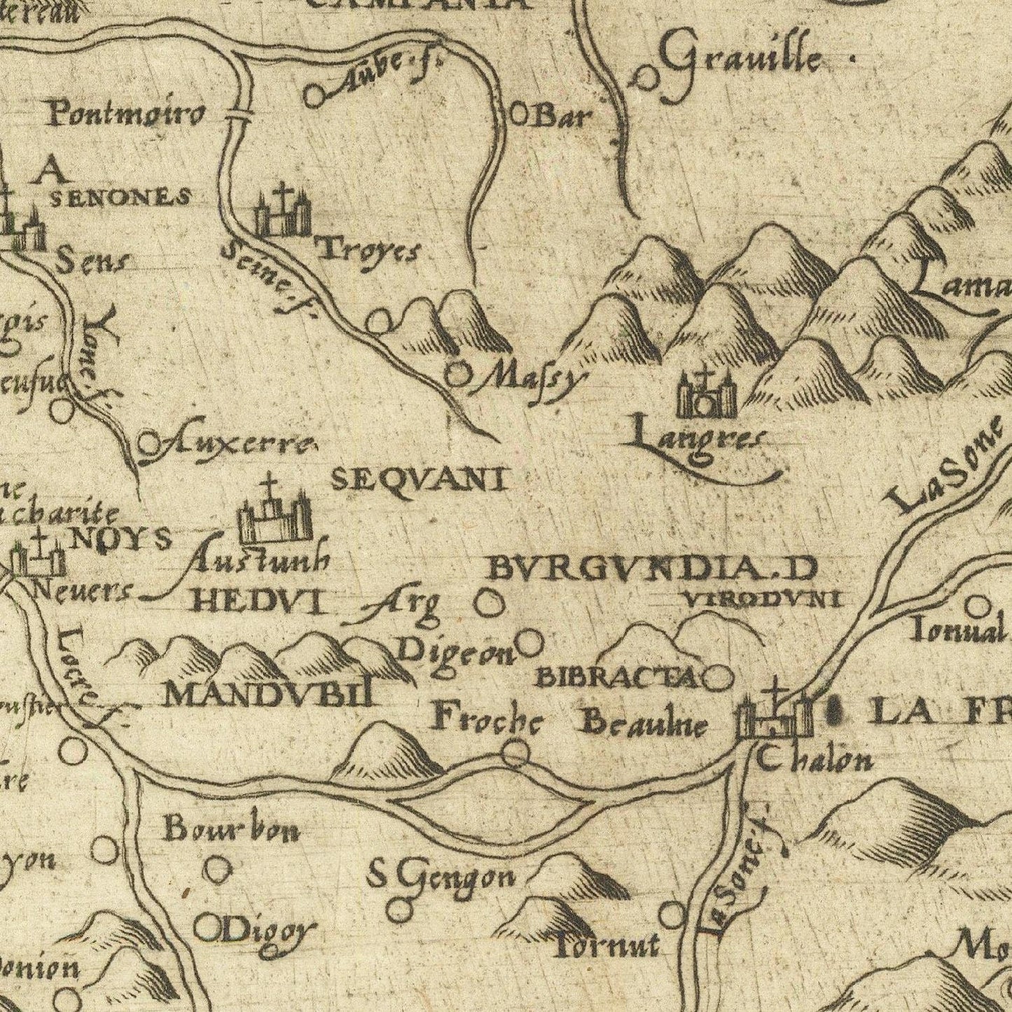 detail of the map from the centre 