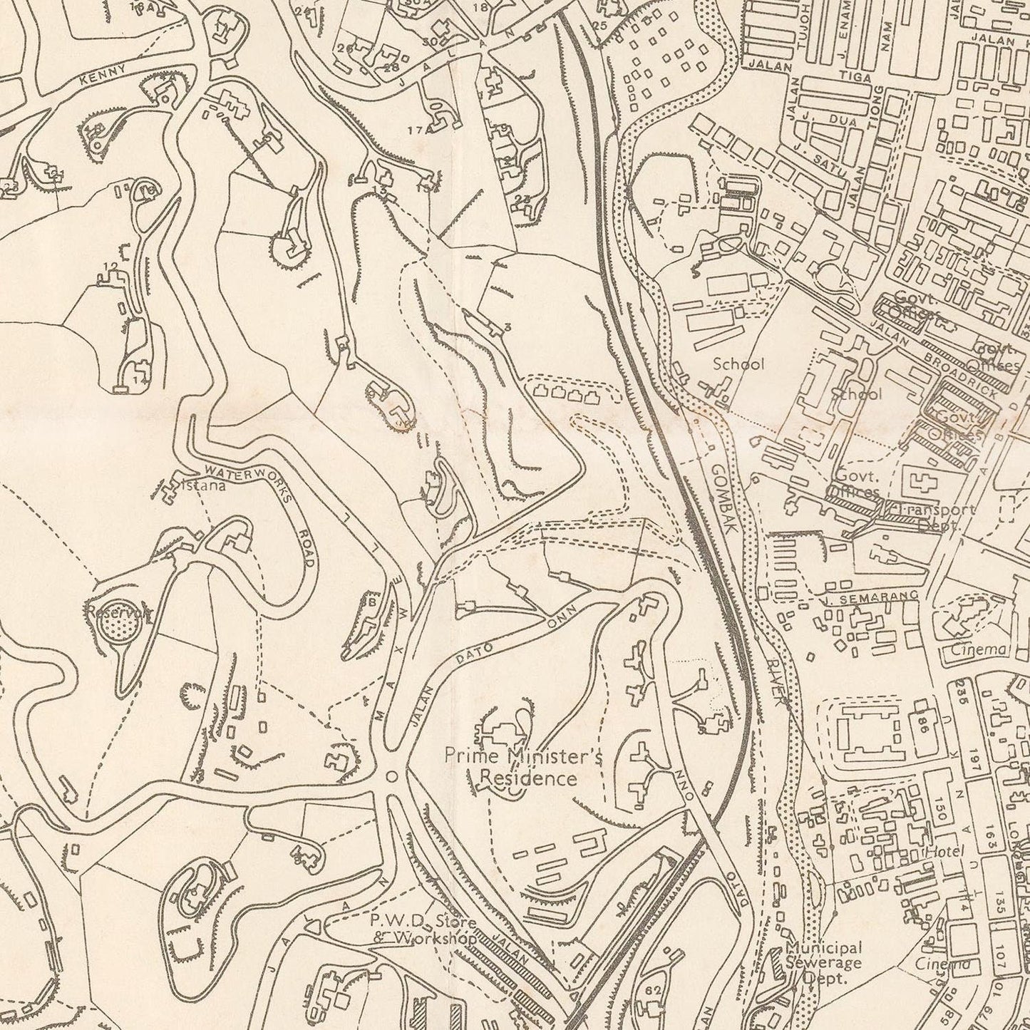 detail of the map from the centre left