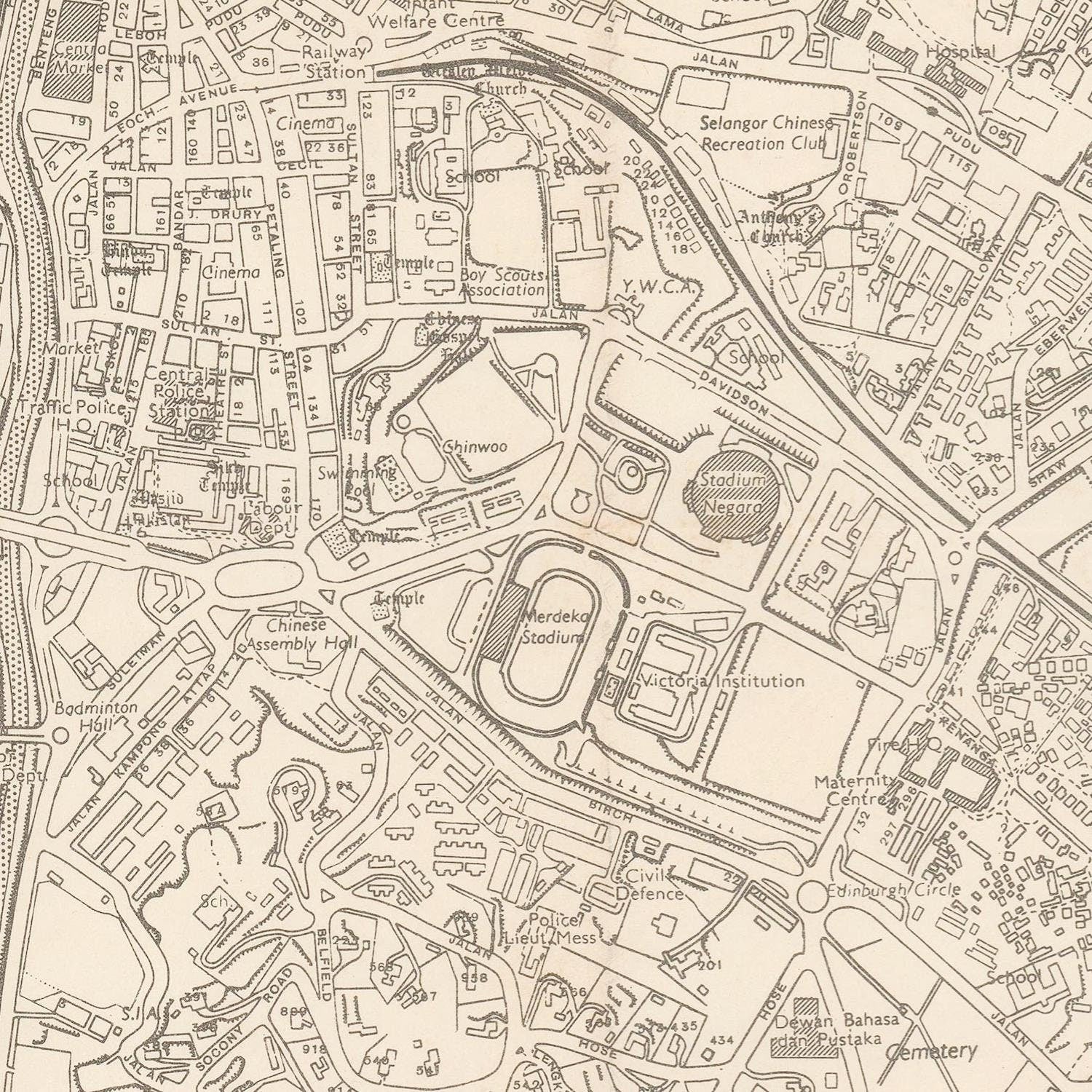 detail of the map from the centre 