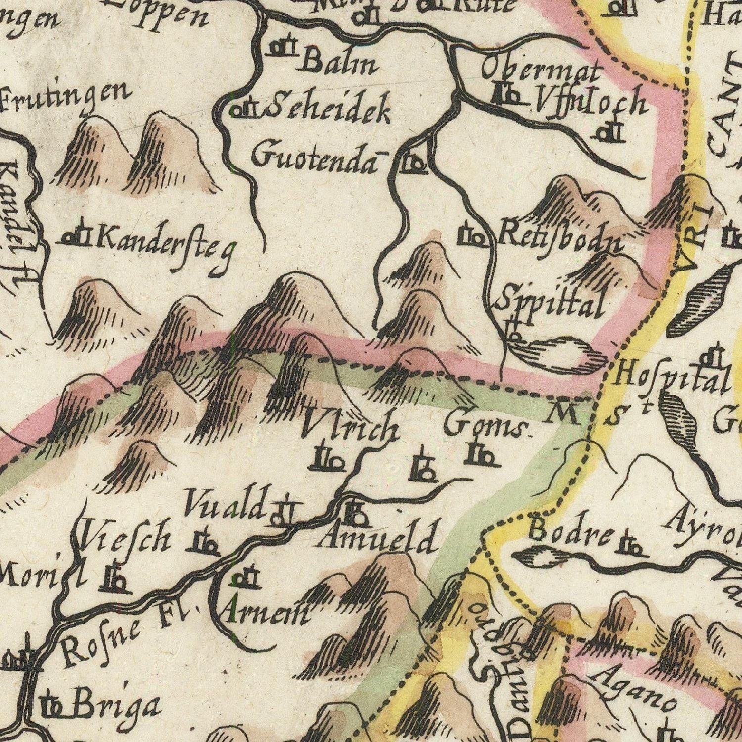 detail of the map from the centre 