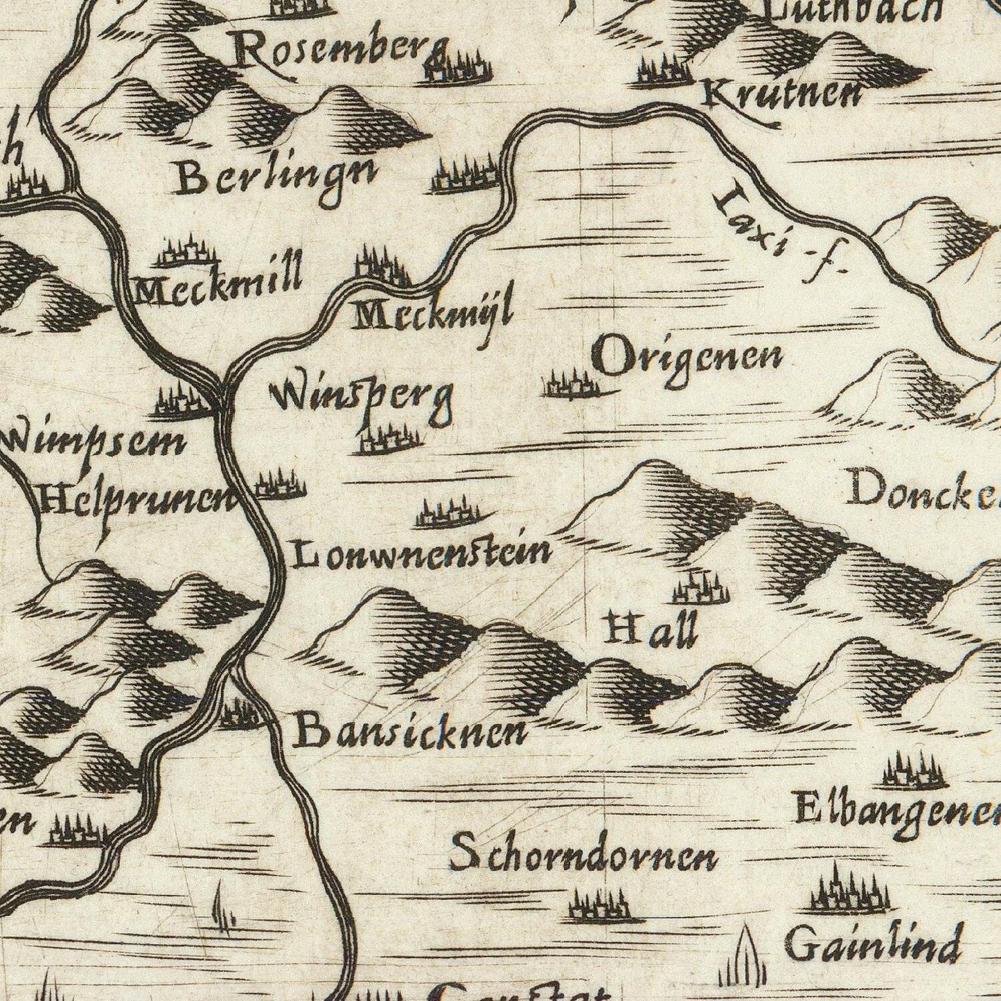 detail of the map from the centre left