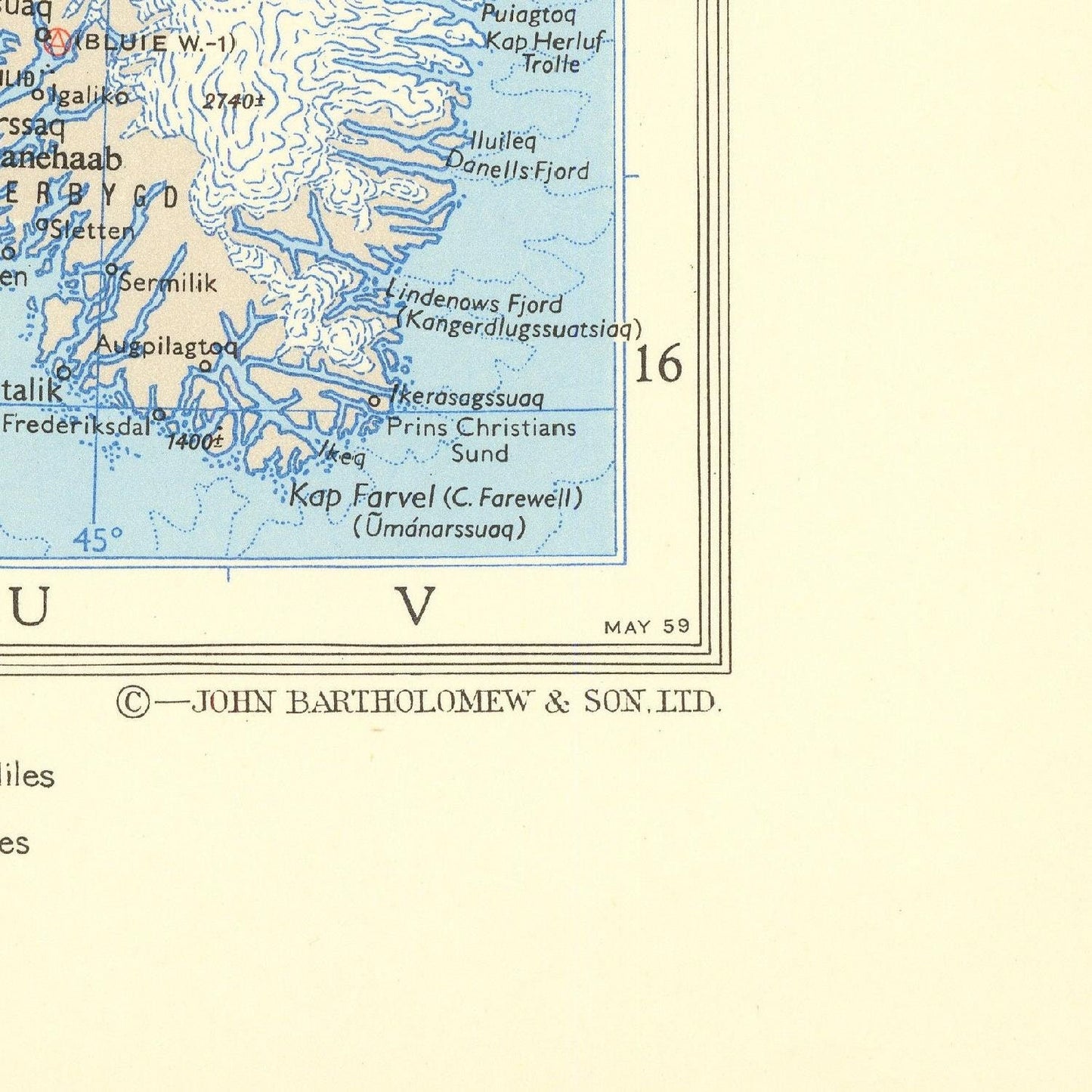 detail of the map from the bottom right corner