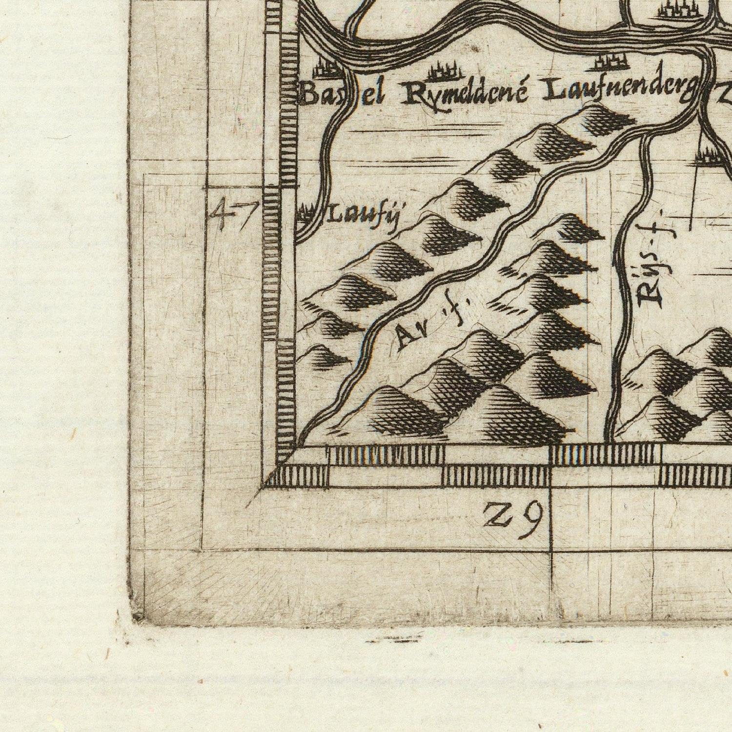 detail of the map from the bottom left corner