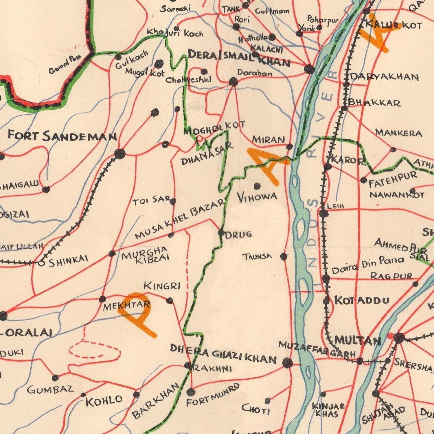 detail of the map from the centre 