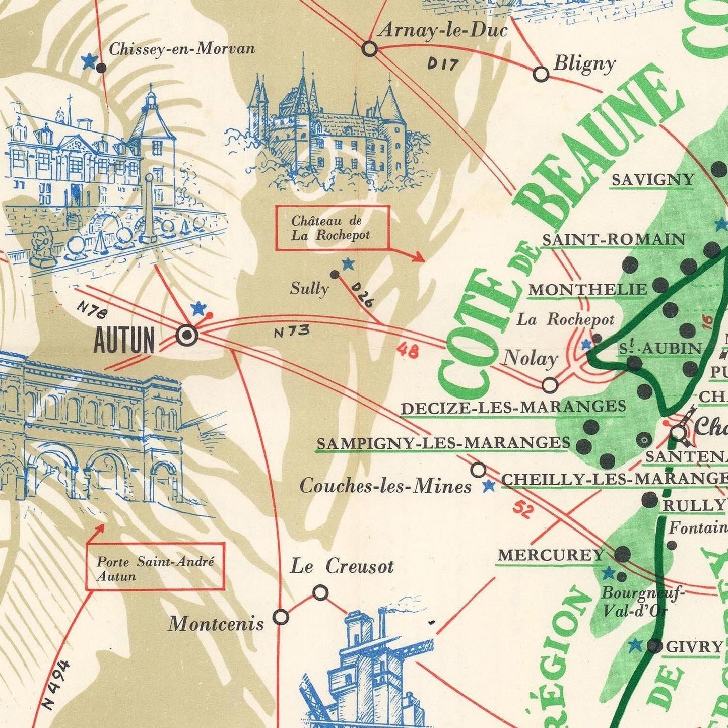 detail of the map from the centre 