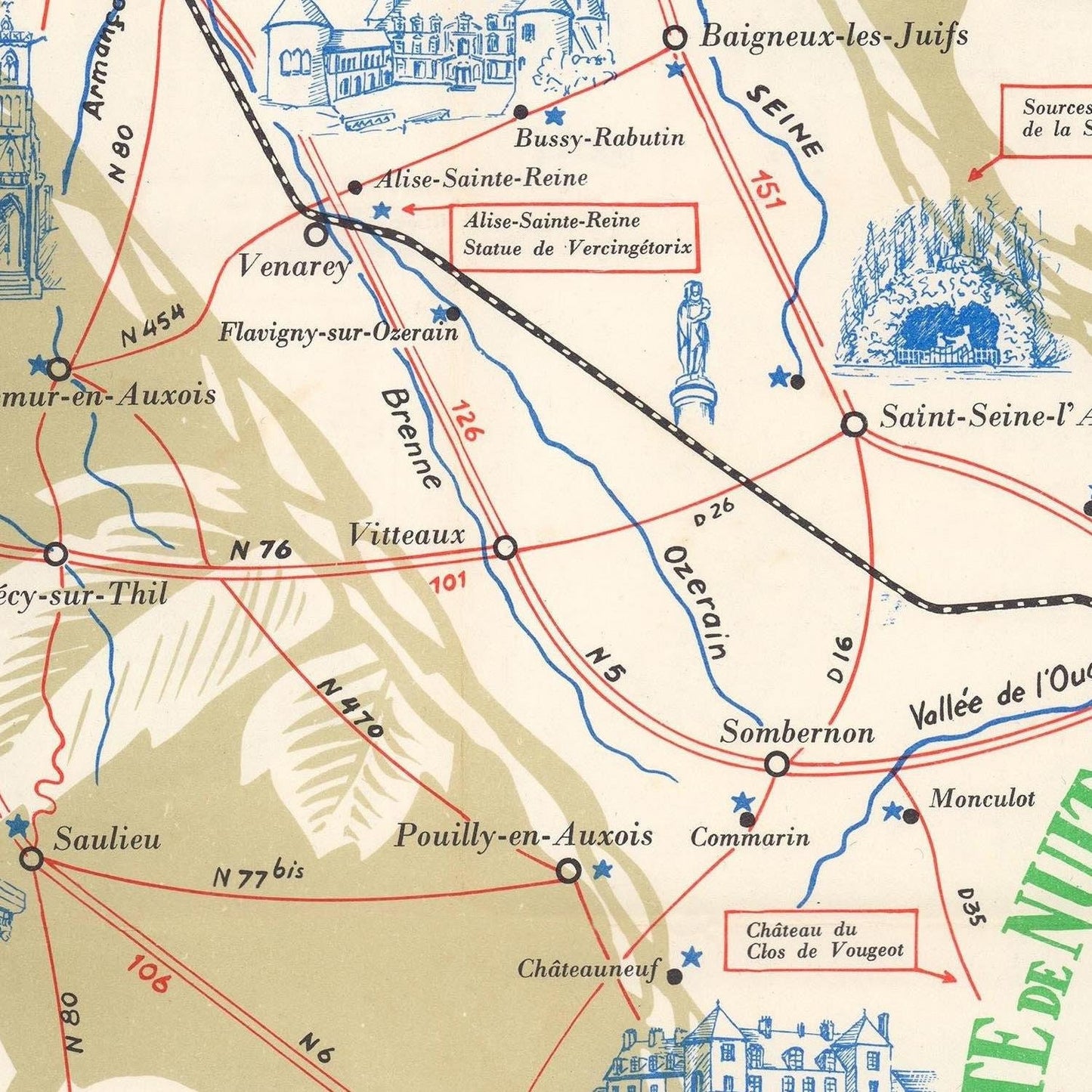 detail of the map from the centre left