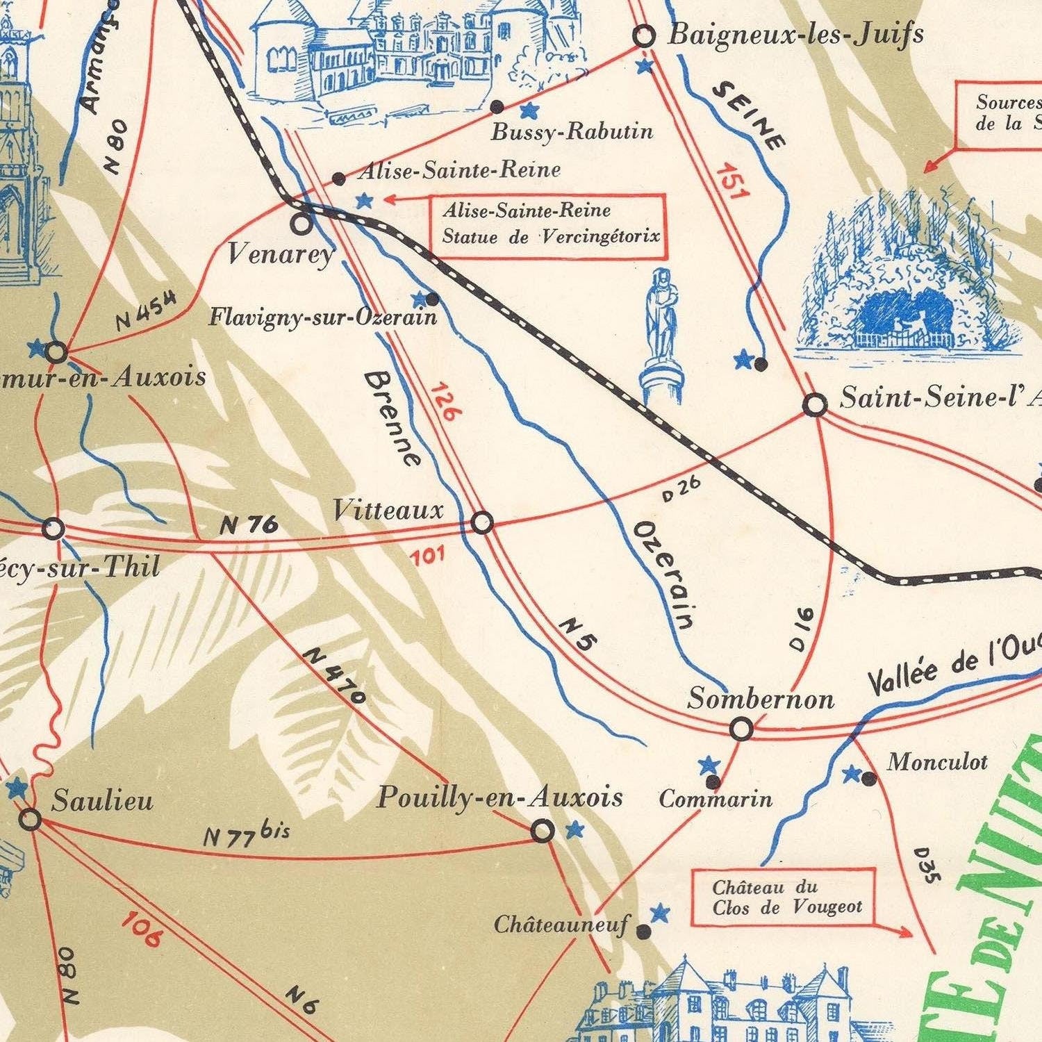 detail of the map from the centre left