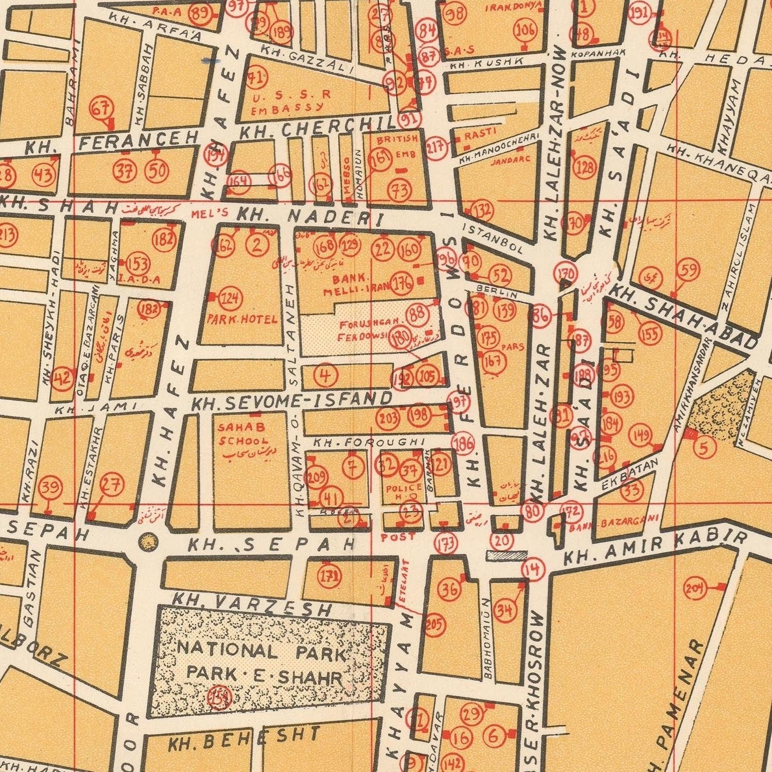 detail of the map from the centre 