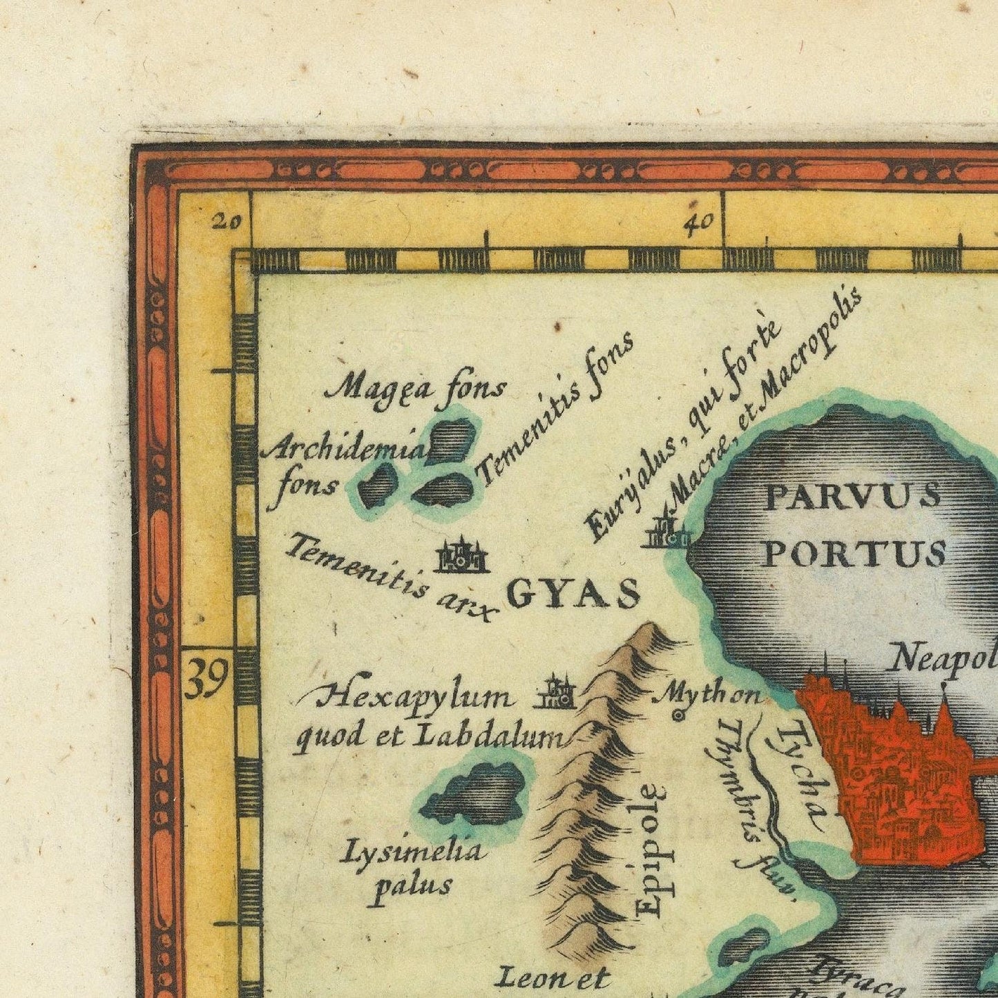 detail of the map from the top left corner