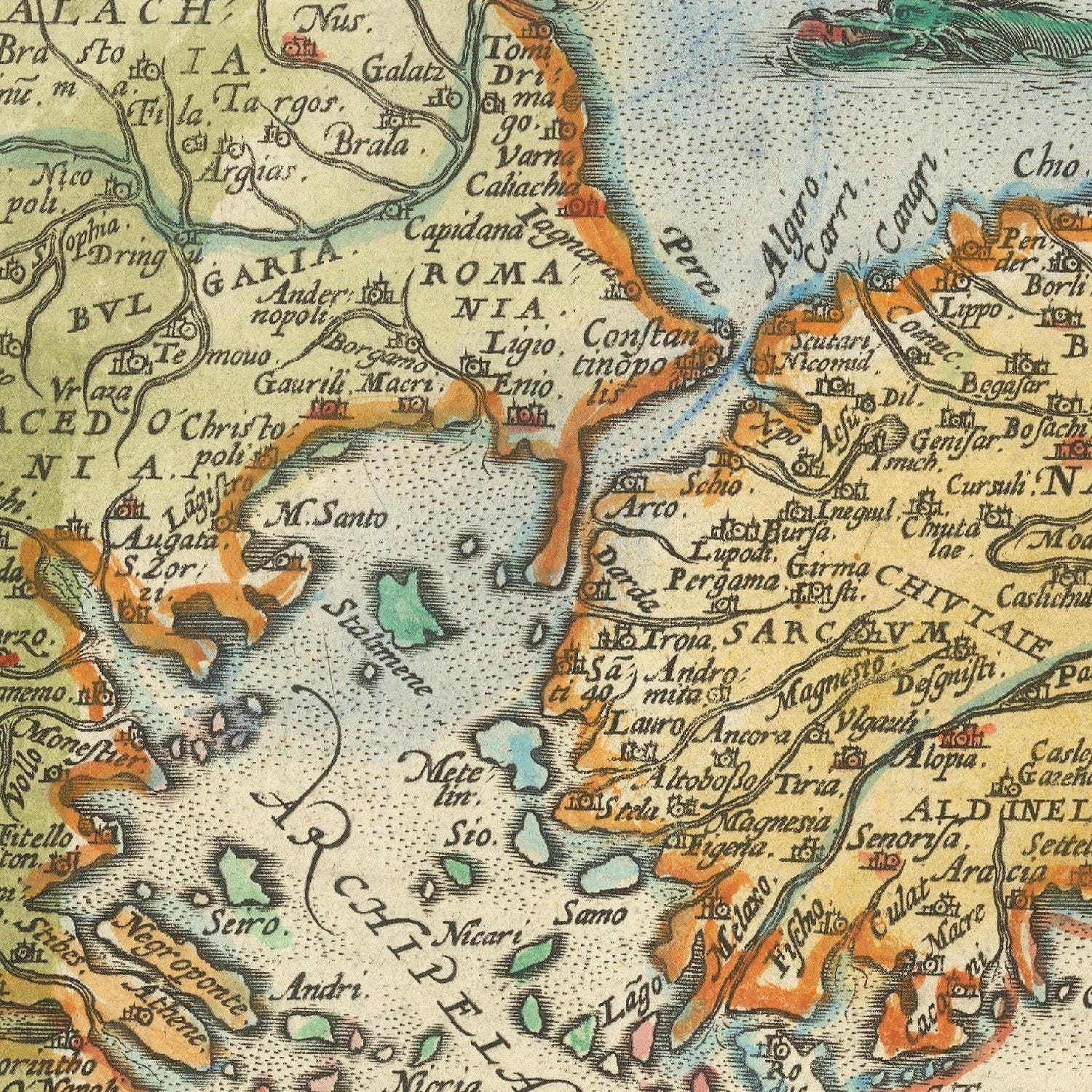 detail of the map from the centre left