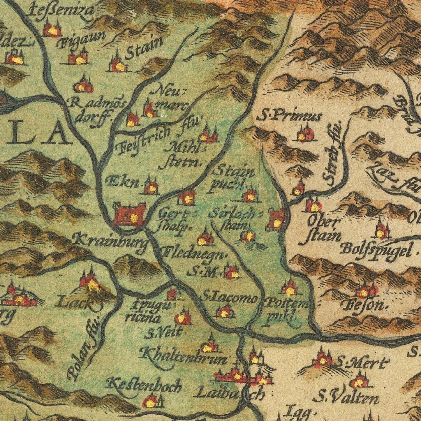 detail of the map from the centre left