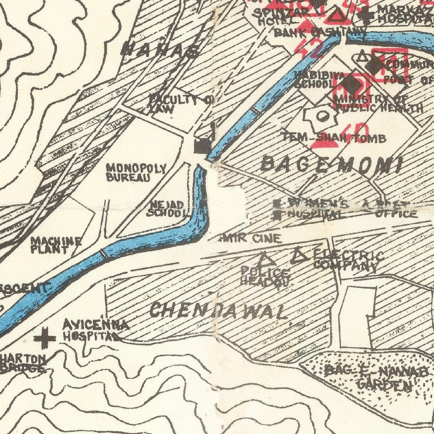 detail of the map from the centre 