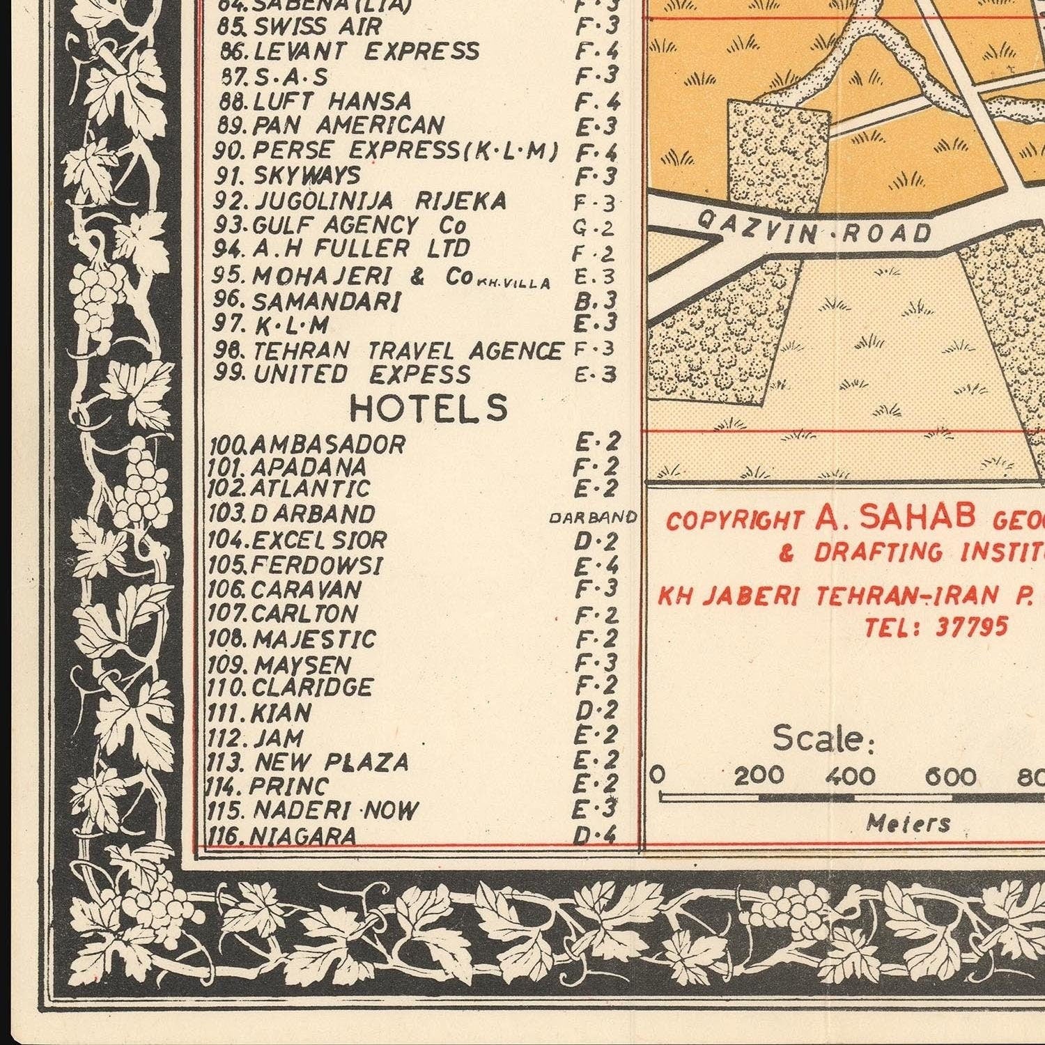 detail of the map from the bottom left corner