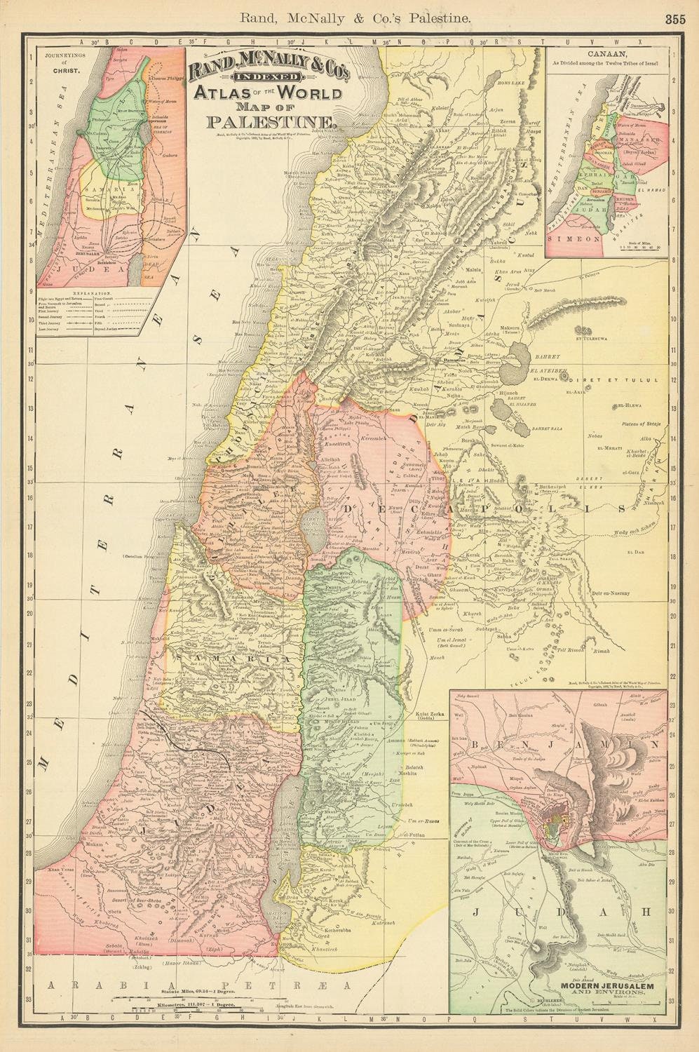 Antique map of Palestine, 1890 – PrintsXXL