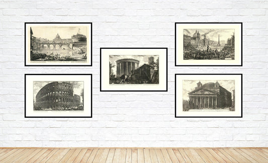 Antique set of five Piranesi's Rome engravings, 30% OFF