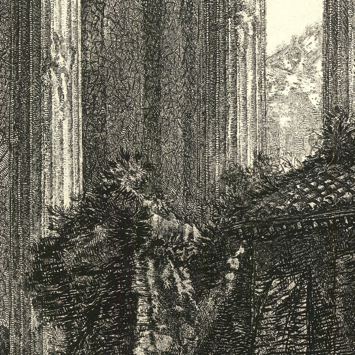 detail of the engraving reproduction from the centre 