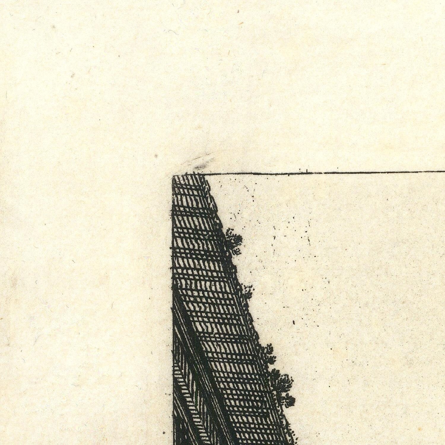 detail of the engraving reproduction from the top left corner