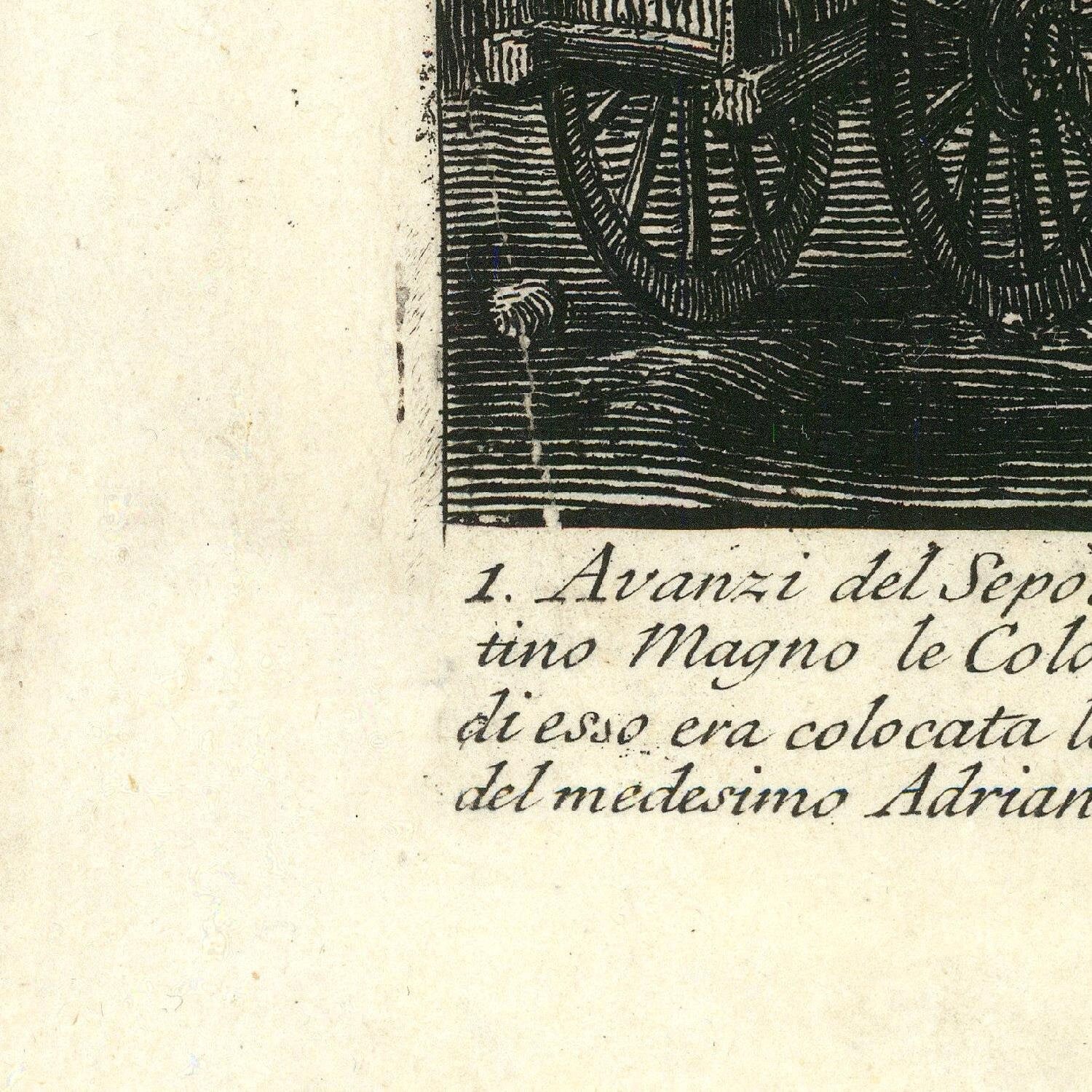 detail of the engraving reproduction from the bottom left corner