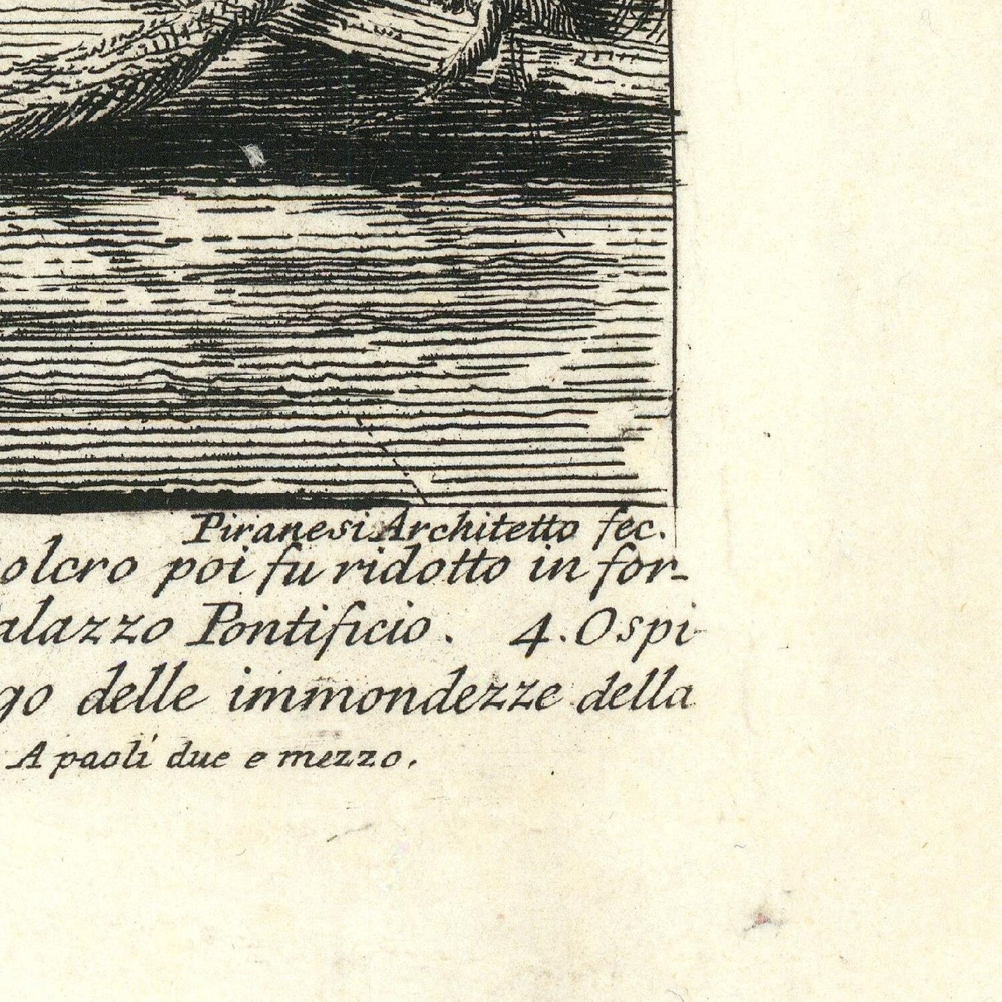 detail of the engraving reproduction from the bottom right corner