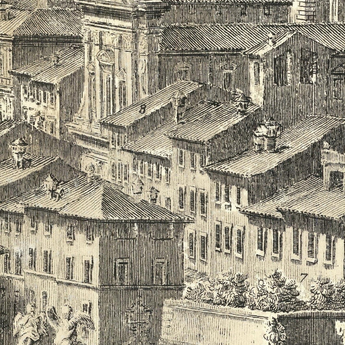 detail of the engraving reproduction from the centre 