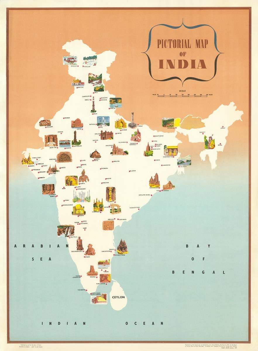 presentation of the map reproduction without a frame