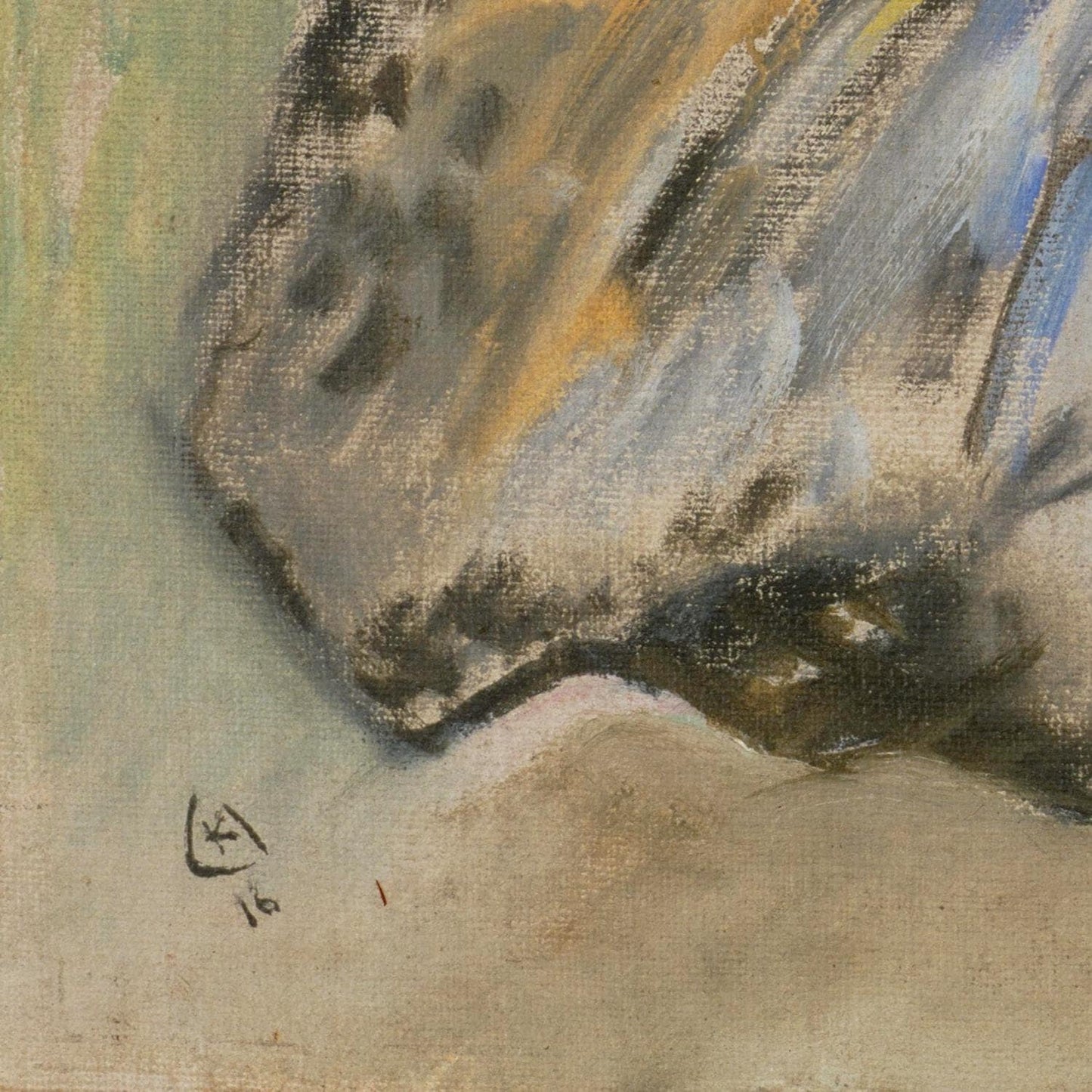 detail of the fine art reproduction from the bottom left corner