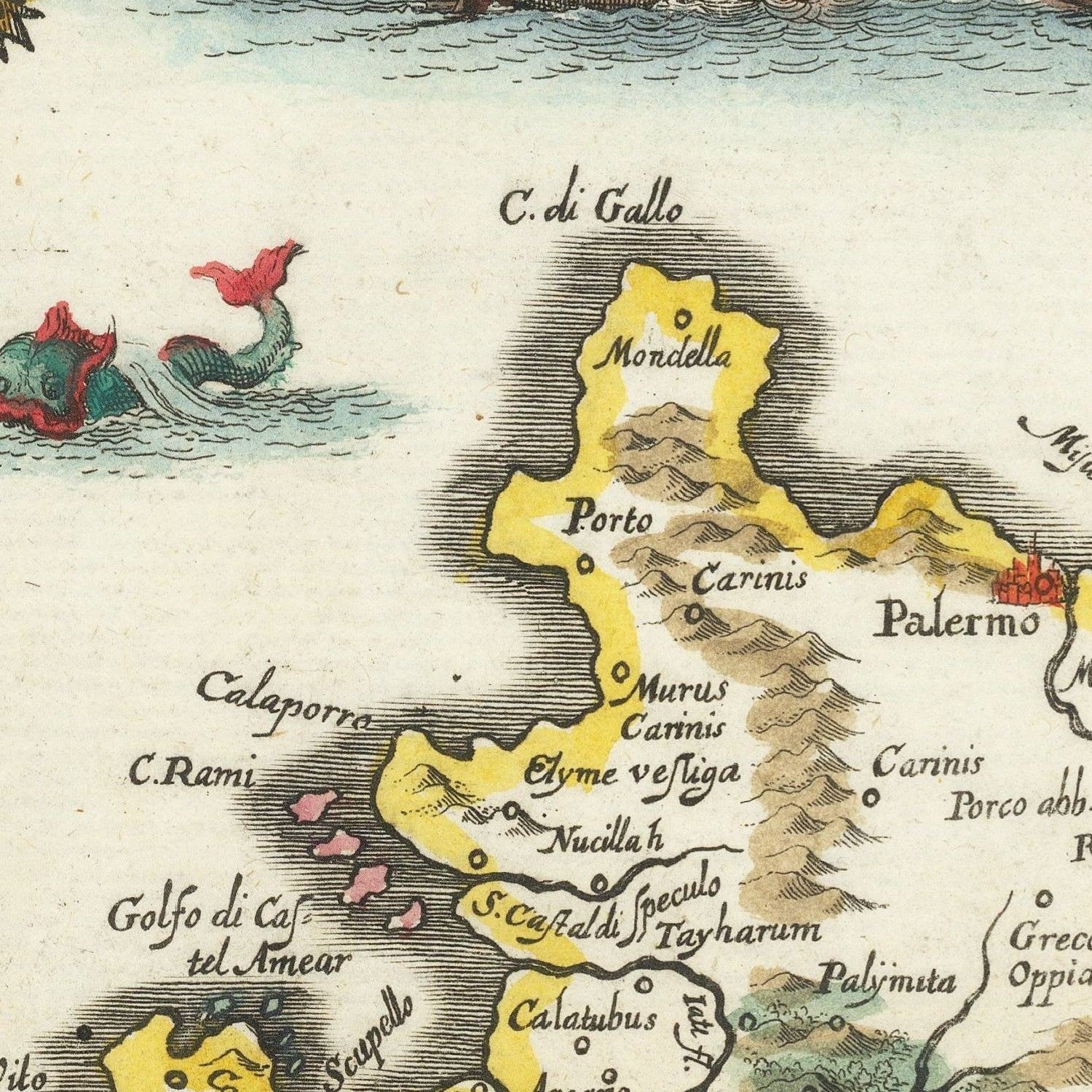 detail of the map from the centre left