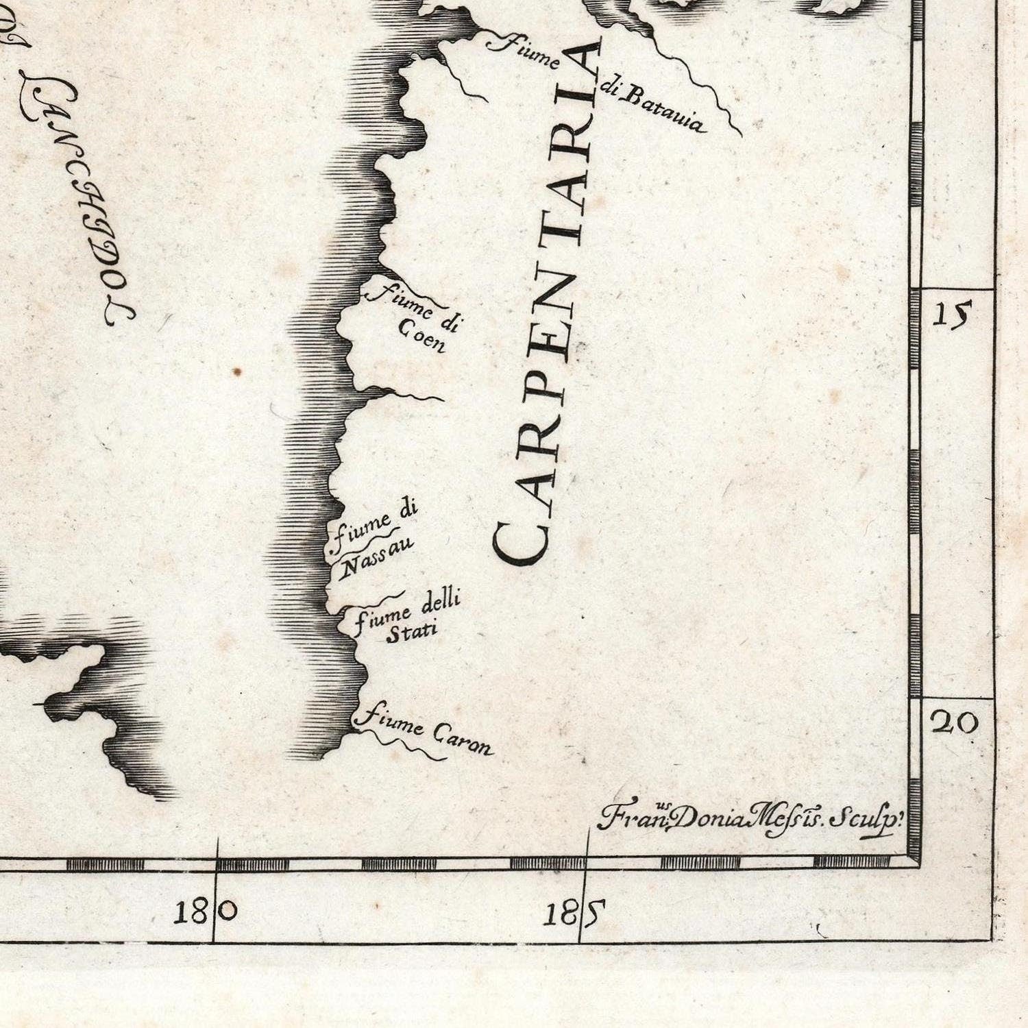 detail of the map from the bottom right corner