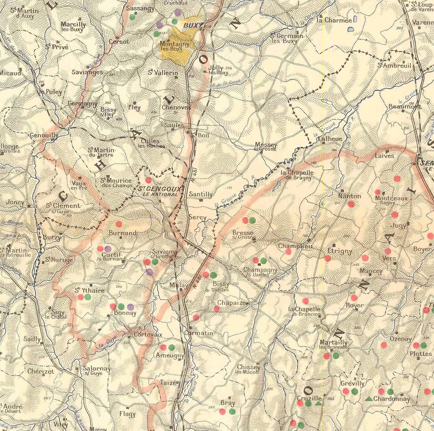 detail of the map from the centre 