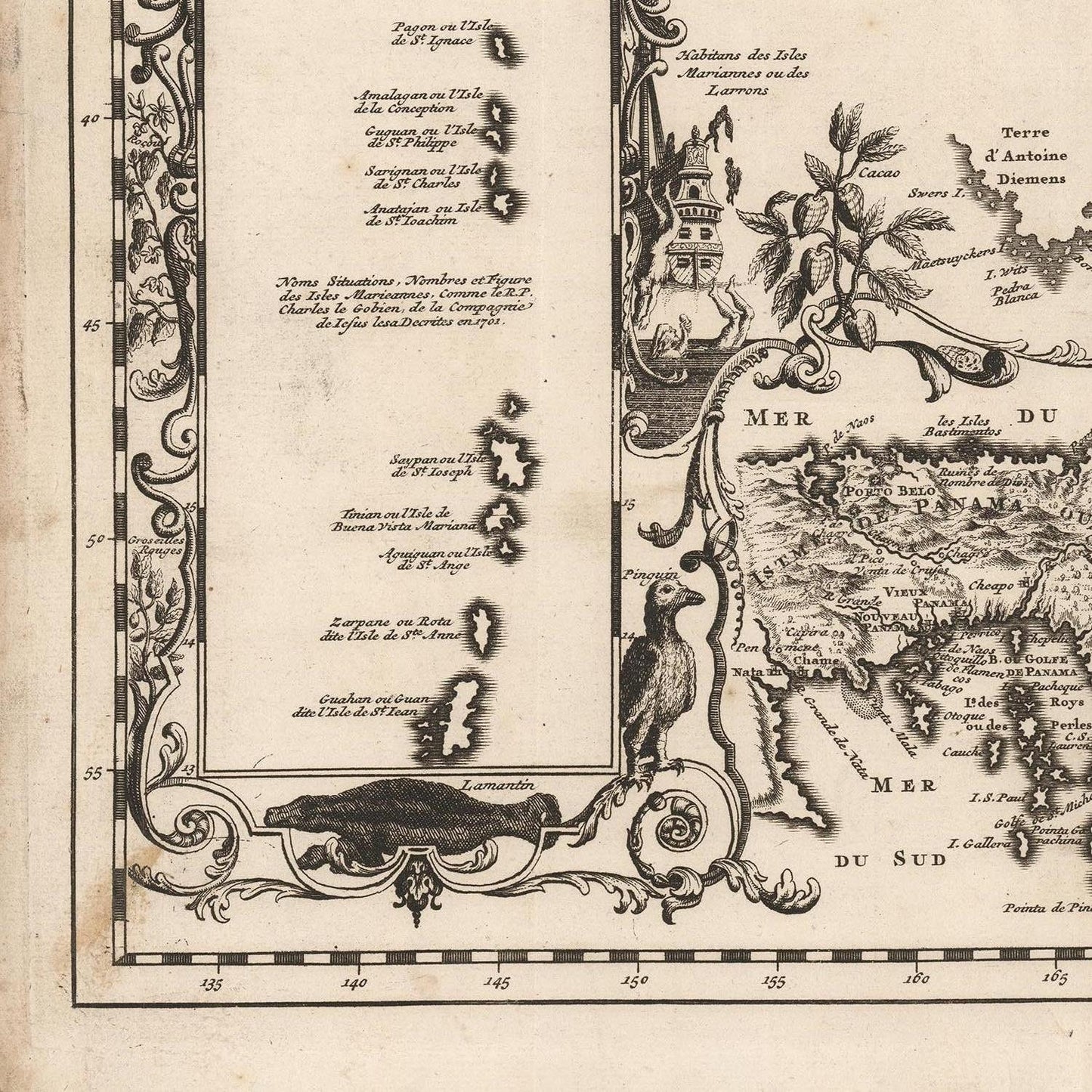 detail of the map from the bottom left corner