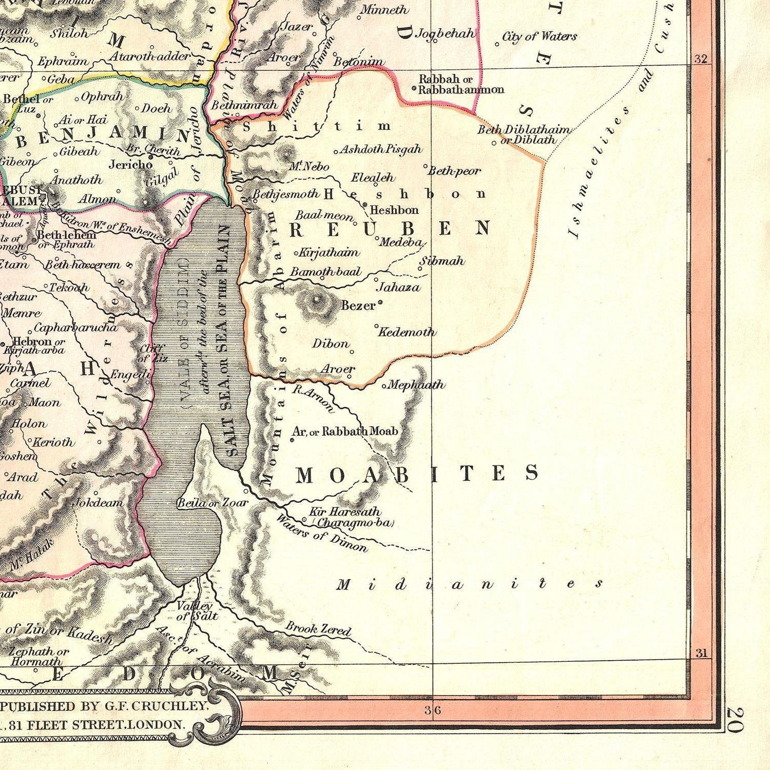 detail of the map from the bottom right corner