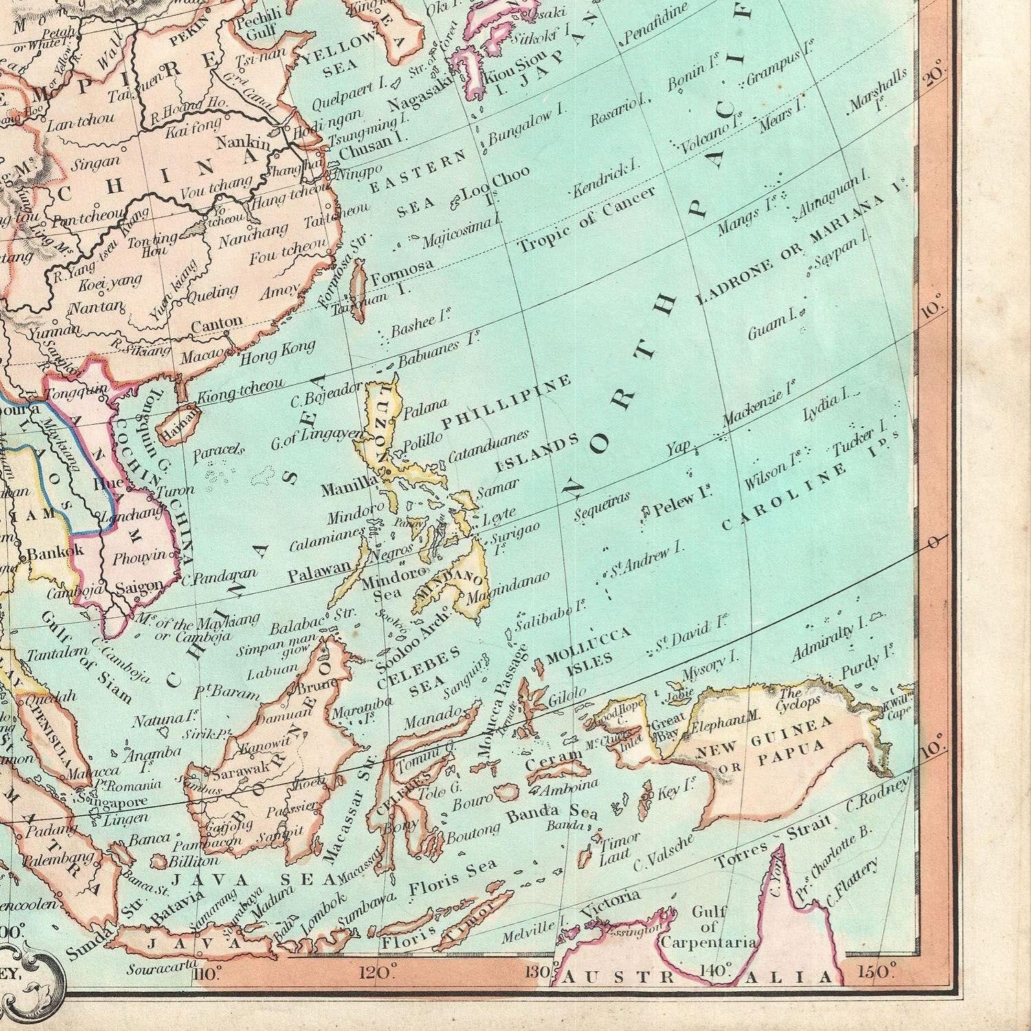 detail of the map from the bottom right corner