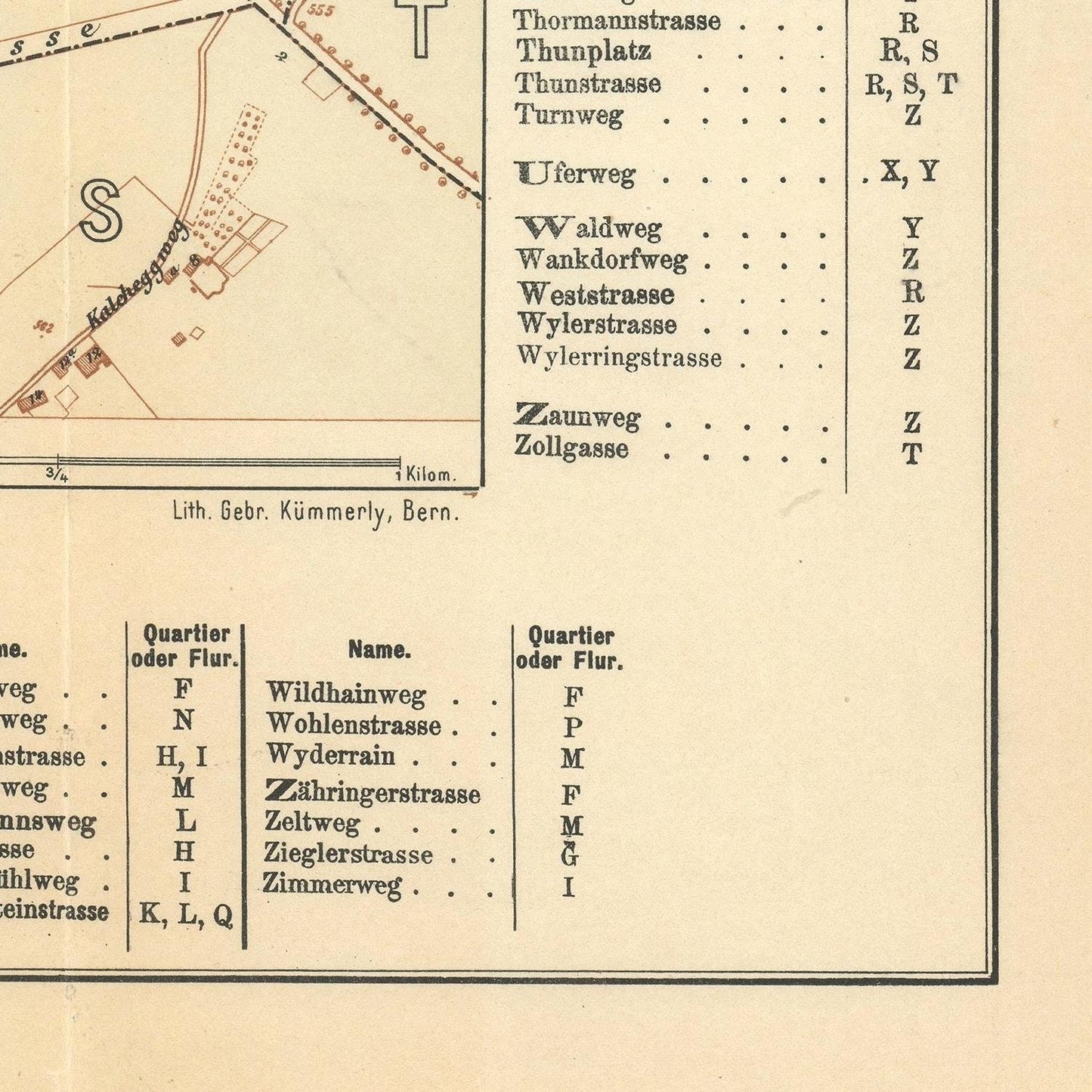 detail of the map from the bottom right corner