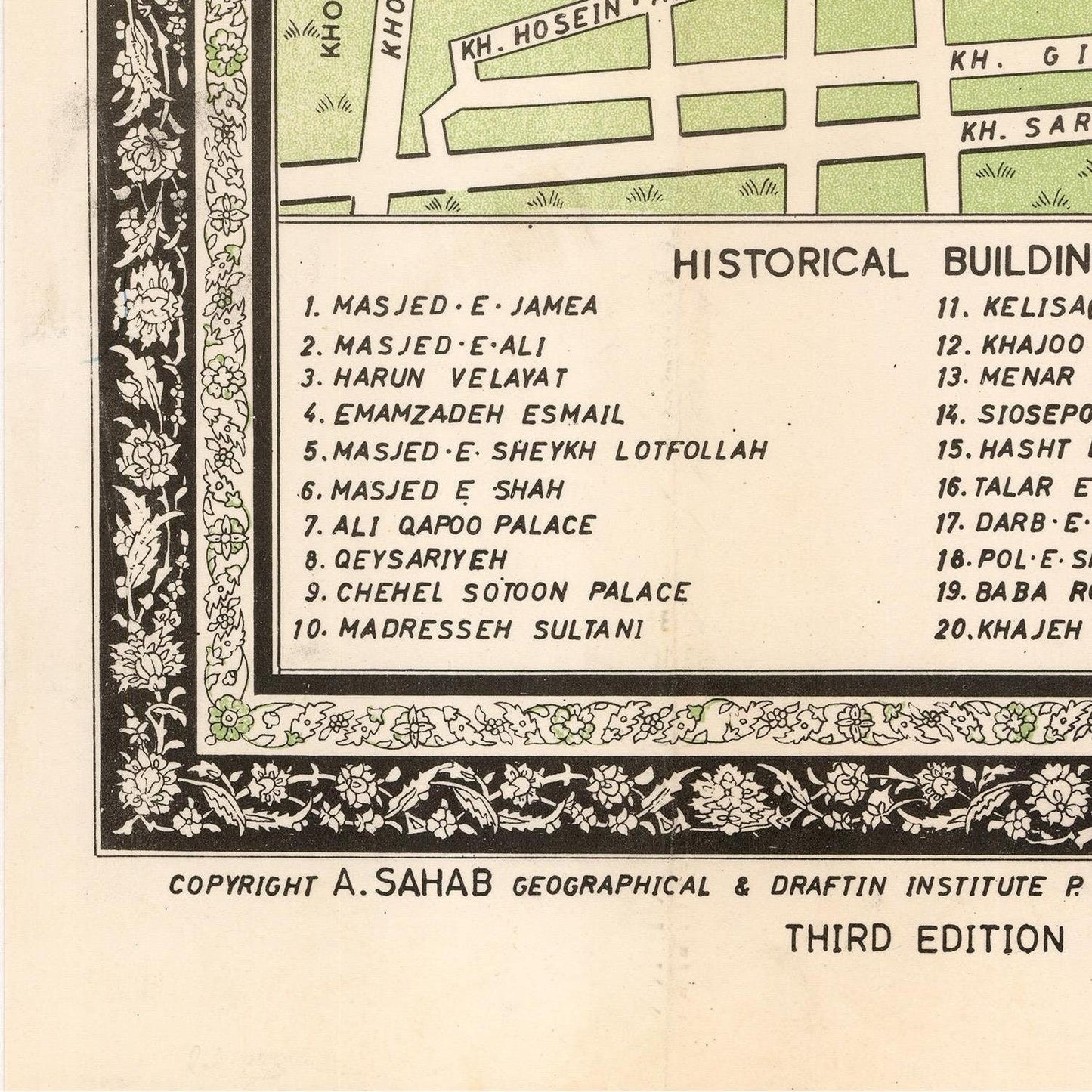 detail of the map from the bottom left corner