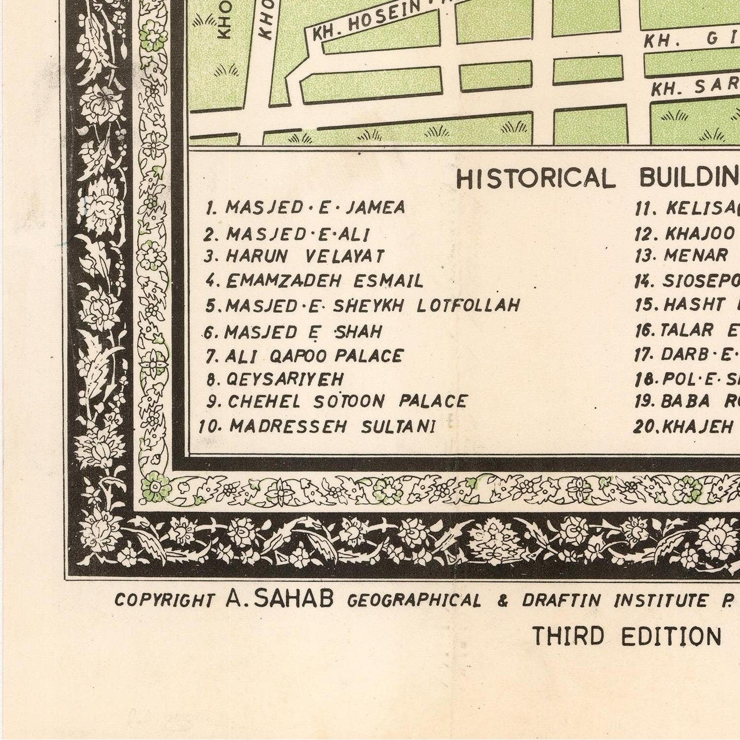 detail of the map from the bottom left corner