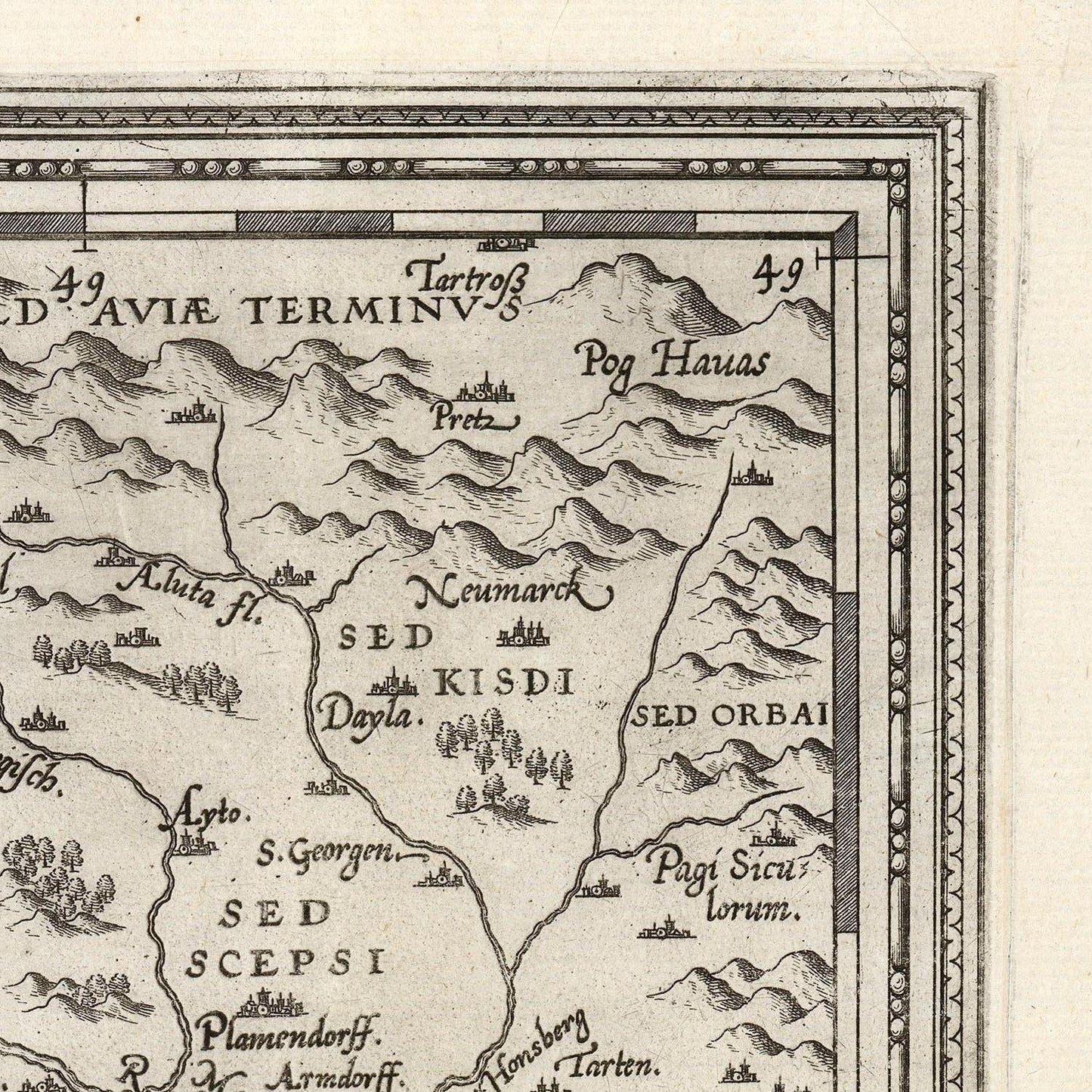 detail of the map from the top right corner