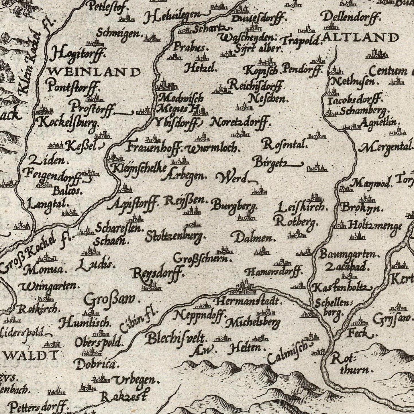 detail of the map from the centre