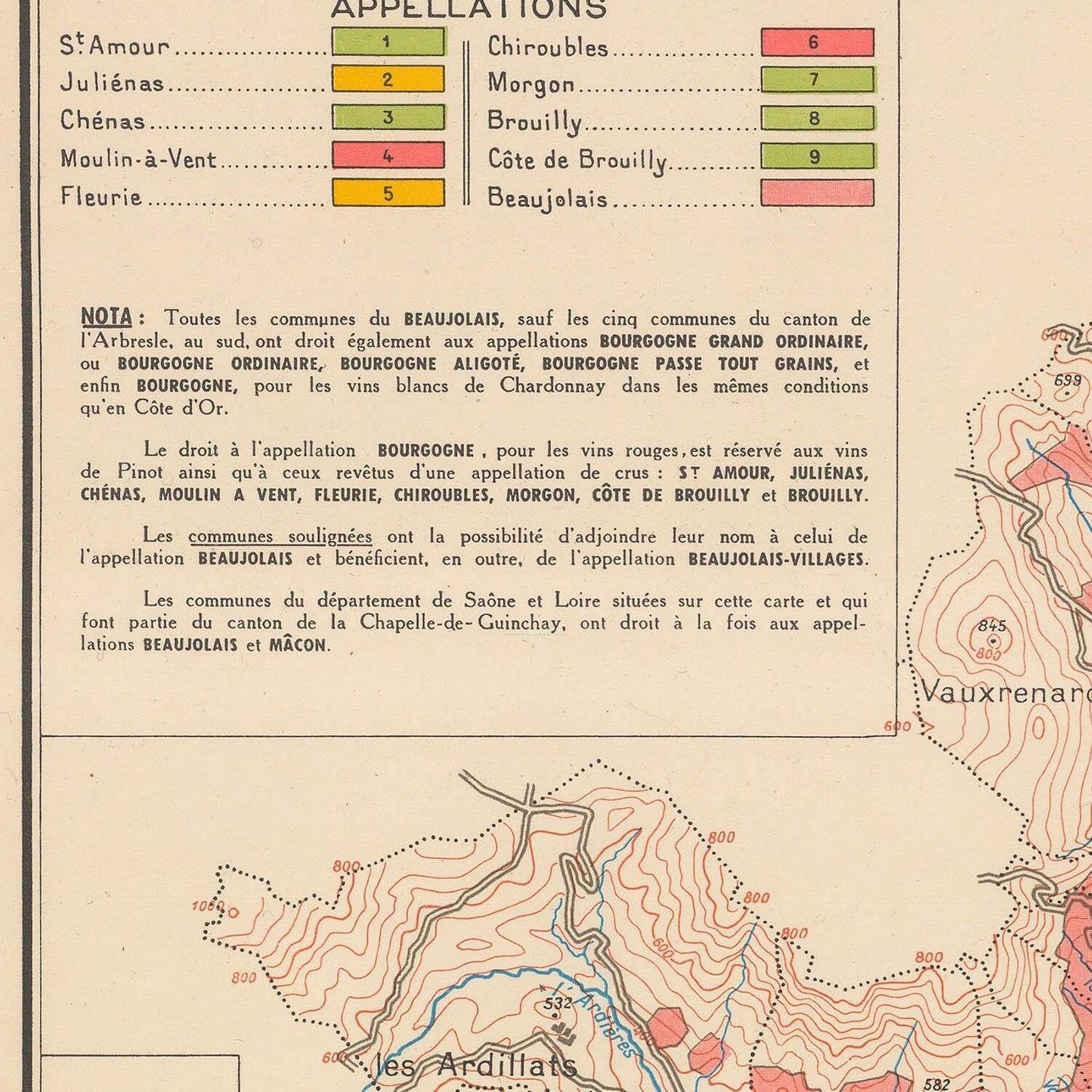 detail of the map from the centre 