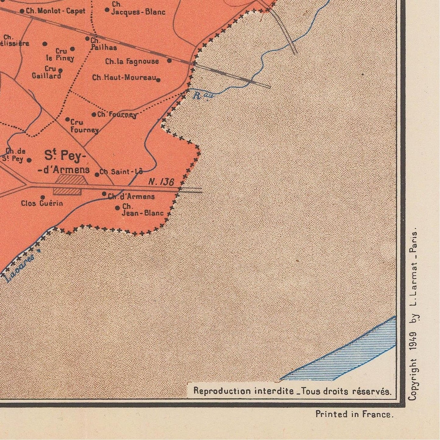 detail of the map from the bottom right corner