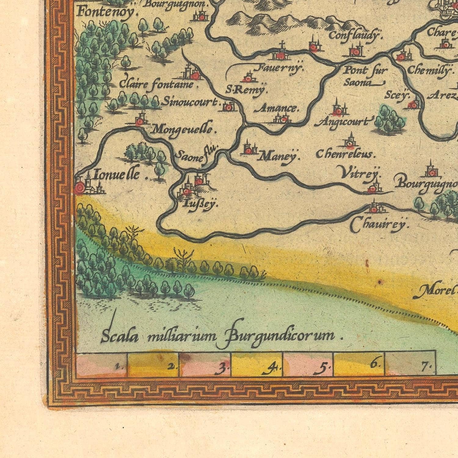 detail of the map from the bottom left corner