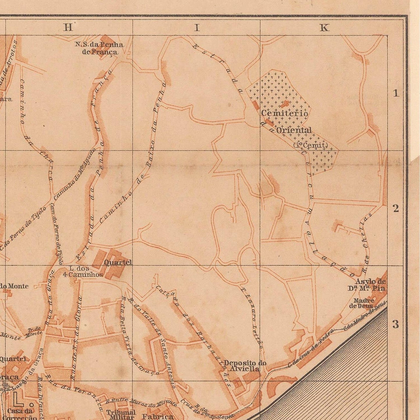 detail of the map from the top right corner