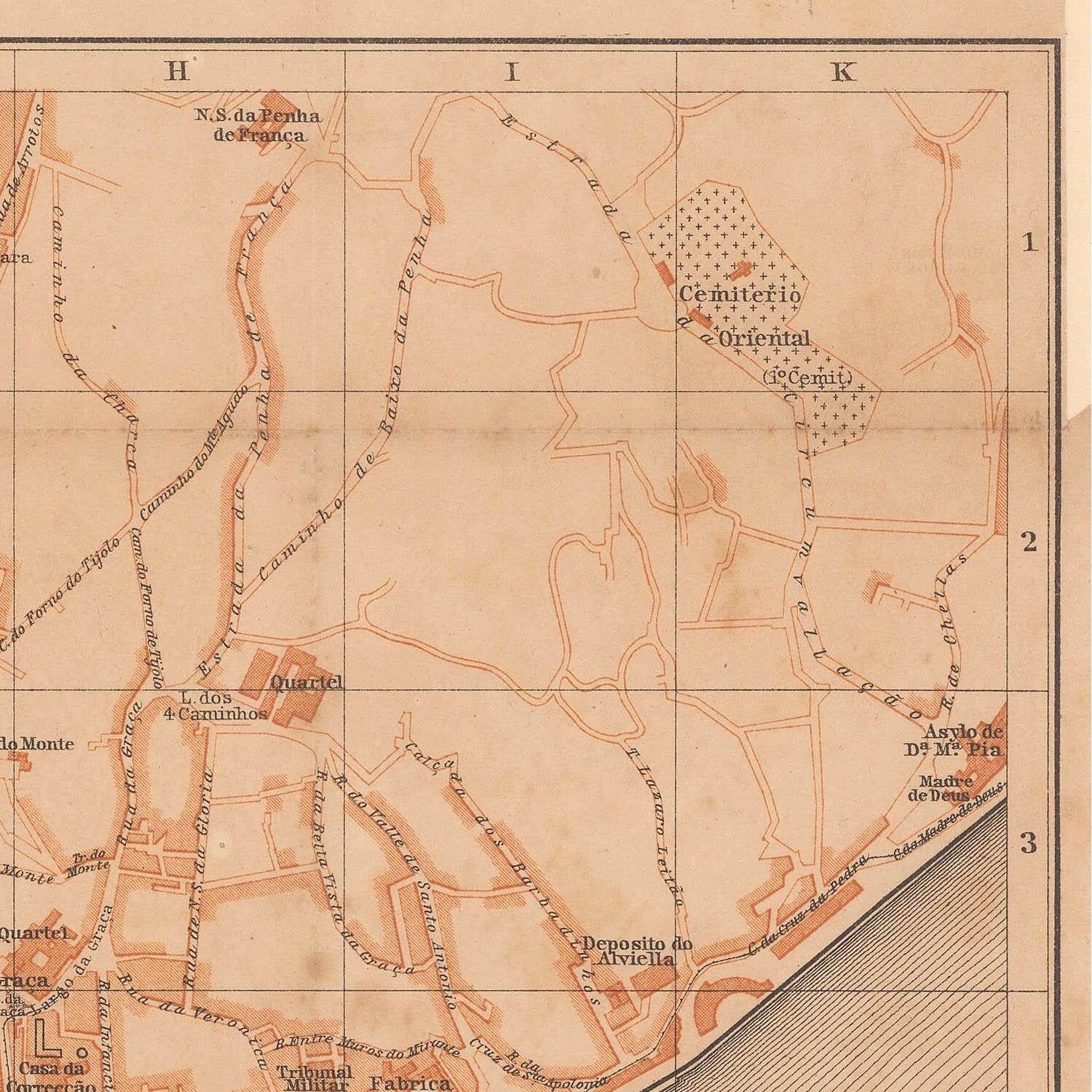 detail of the map from the top right corner