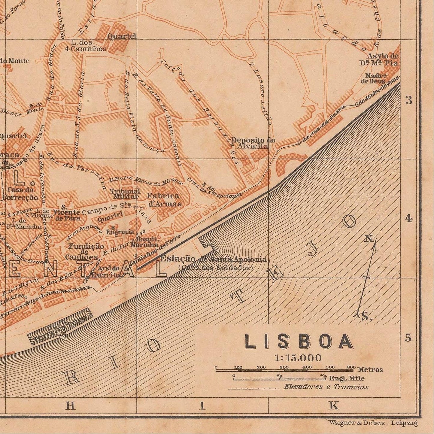 detail of the map from the bottom right corner