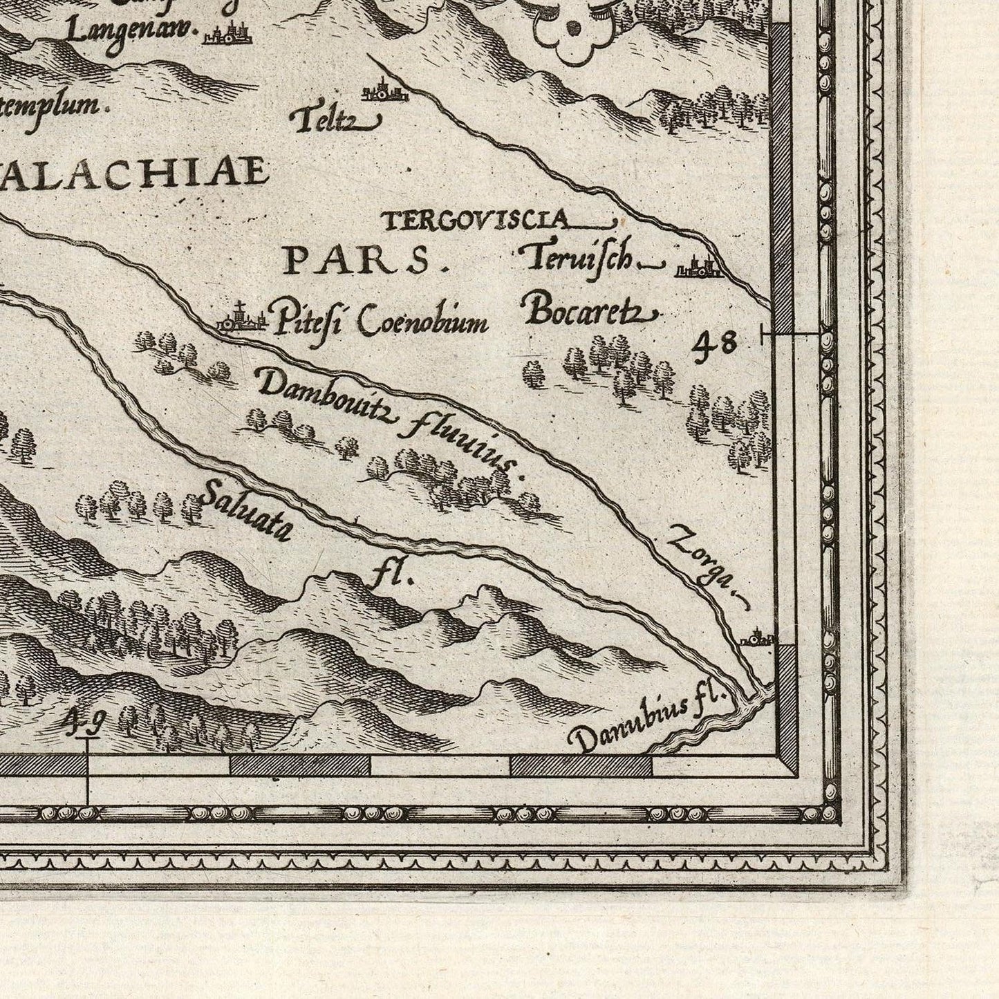 detail of the map from the bottom right corner