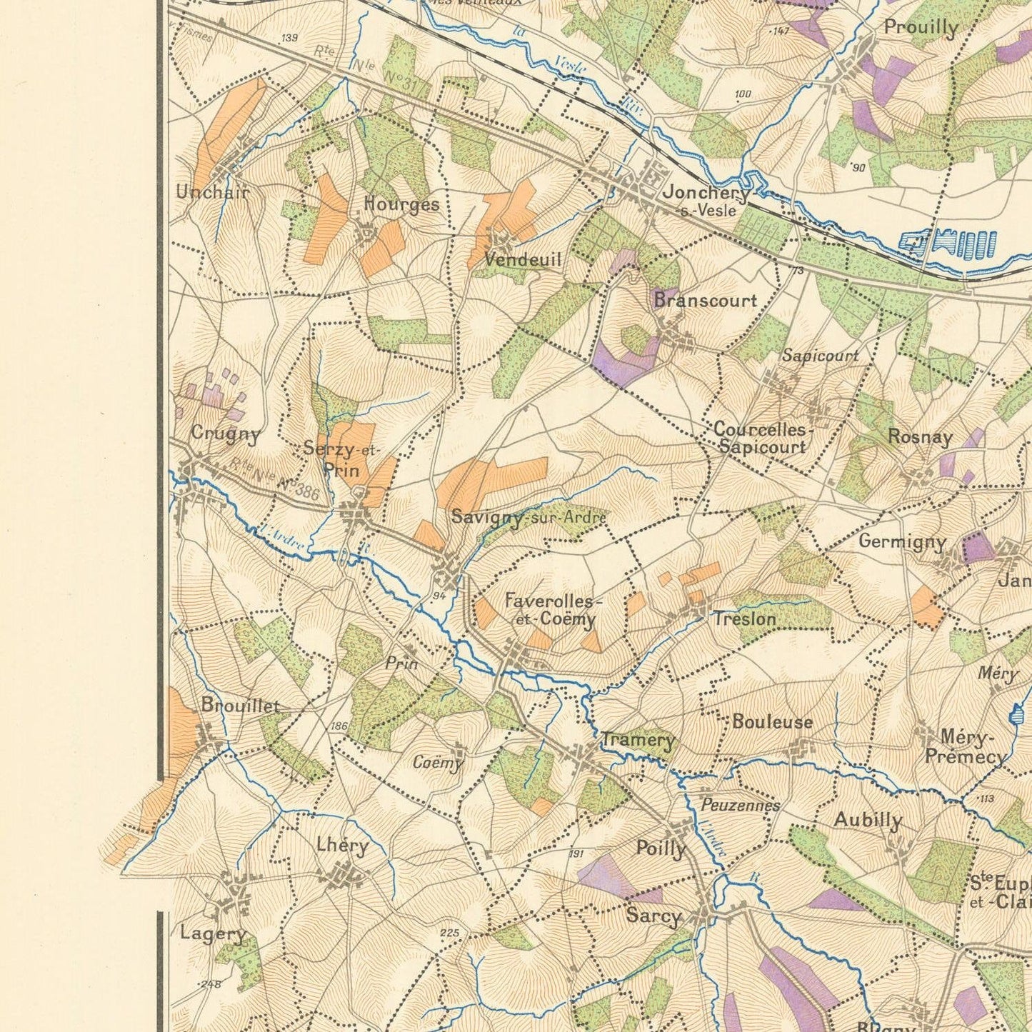 detail of the map from the centre left