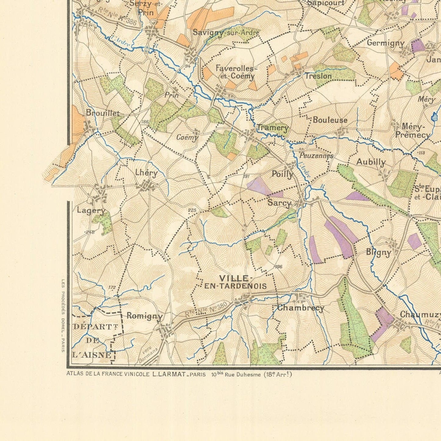 detail of the map from the bottom left corner