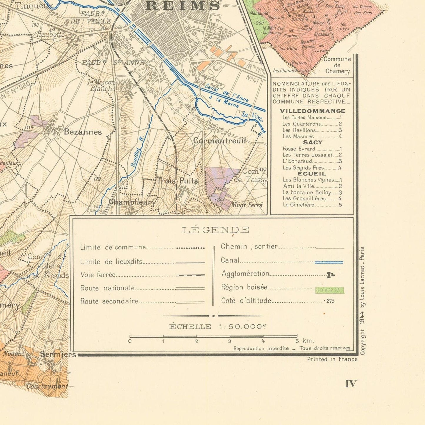 detail of the map from the bottom right corner